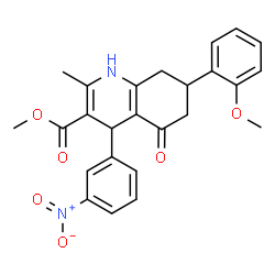 ChemSpider 2D Image | Methyl 7-(2-methoxyphenyl)-2-methyl-4-(3-nitrophenyl)-5-oxo-1,4,5,6,7,8-hexahydro-3-quinolinecarboxylate | C25H24N2O6