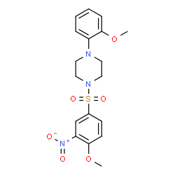ChemSpider 2D Image | 1-[(4-Methoxy-3-nitrophenyl)sulfonyl]-4-(2-methoxyphenyl)piperazine | C18H21N3O6S