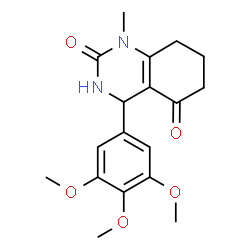 ChemSpider 2D Image | 1-Methyl-4-(3,4,5-trimethoxyphenyl)-4,6,7,8-tetrahydro-2,5(1H,3H)-quinazolinedione | C18H22N2O5