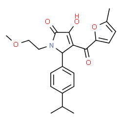 ChemSpider 2D Image | 3-Hydroxy-5-(4-isopropylphenyl)-1-(2-methoxyethyl)-4-(5-methyl-2-furoyl)-1,5-dihydro-2H-pyrrol-2-one | C22H25NO5