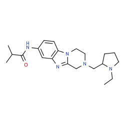 ChemSpider 2D Image | N-{2-[(1-Ethyl-2-pyrrolidinyl)methyl]-1,2,3,4-tetrahydropyrazino[1,2-a]benzimidazol-8-yl}-2-methylpropanamide | C21H31N5O