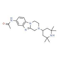 ChemSpider 2D Image | N-[2-(2,2,6,6-Tetramethyl-4-piperidinyl)-1,2,3,4-tetrahydropyrazino[1,2-a]benzimidazol-8-yl]acetamide | C21H31N5O