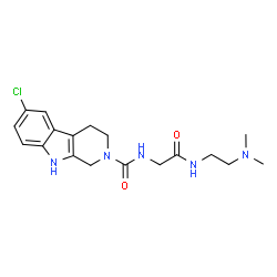 ChemSpider 2D Image | 6-Chloro-N-(2-{[2-(dimethylamino)ethyl]amino}-2-oxoethyl)-1,3,4,9-tetrahydro-2H-beta-carboline-2-carboxamide | C18H24ClN5O2