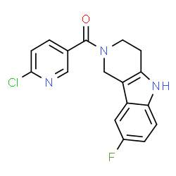 ChemSpider 2D Image | (6-Chloro-3-pyridinyl)(8-fluoro-1,3,4,5-tetrahydro-2H-pyrido[4,3-b]indol-2-yl)methanone | C17H13ClFN3O