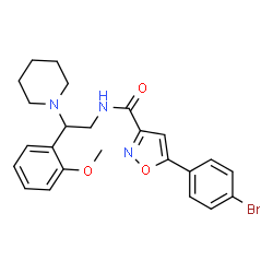 ChemSpider 2D Image | 5-(4-Bromophenyl)-N-[2-(2-methoxyphenyl)-2-(1-piperidinyl)ethyl]-1,2-oxazole-3-carboxamide | C24H26BrN3O3