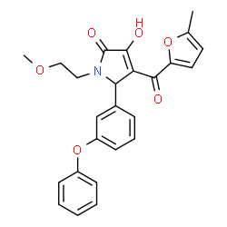 ChemSpider 2D Image | 3-Hydroxy-1-(2-methoxyethyl)-4-(5-methyl-2-furoyl)-5-(3-phenoxyphenyl)-1,5-dihydro-2H-pyrrol-2-one | C25H23NO6