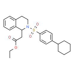 ChemSpider 2D Image | Ethyl {2-[(4-cyclohexylphenyl)sulfonyl]-1,2,3,4-tetrahydro-1-isoquinolinyl}acetate | C25H31NO4S