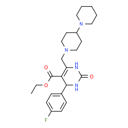 ChemSpider 2D Image | Ethyl 6-(1,4'-bipiperidin-1'-ylmethyl)-4-(4-fluorophenyl)-2-oxo-1,2,3,4-tetrahydro-5-pyrimidinecarboxylate | C24H33FN4O3