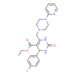 ChemSpider 2D Image | Ethyl 4-(4-fluorophenyl)-2-oxo-6-{[4-(2-pyridinyl)-1-piperazinyl]methyl}-1,2,3,4-tetrahydro-5-pyrimidinecarboxylate | C23H26FN5O3