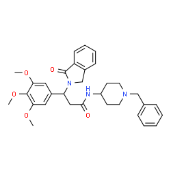ChemSpider 2D Image | N-(1-Benzyl-4-piperidinyl)-3-(1-oxo-1,3-dihydro-2H-isoindol-2-yl)-3-(3,4,5-trimethoxyphenyl)propanamide | C32H37N3O5