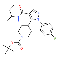 ChemSpider 2D Image | 2-Methyl-2-propanyl 4-[4-(sec-butylcarbamoyl)-1-(4-fluorophenyl)-1H-pyrazol-5-yl]-1-piperidinecarboxylate | C24H33FN4O3