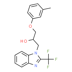 ChemSpider 2D Image | 1-m-Tolyloxy-3-(2-trifluoromethyl-benzoimidazol-1-yl)-propan-2-ol | C18H17F3N2O2