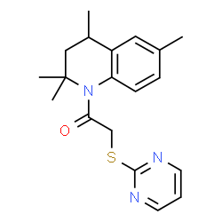 ChemSpider 2D Image | 2-(2-Pyrimidinylsulfanyl)-1-(2,2,4,6-tetramethyl-3,4-dihydro-1(2H)-quinolinyl)ethanone | C19H23N3OS