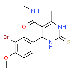 ChemSpider 2D Image | 4-(3-Bromo-4-methoxyphenyl)-N,6-dimethyl-2-thioxo-1,2,3,4-tetrahydro-5-pyrimidinecarboxamide | C14H16BrN3O2S