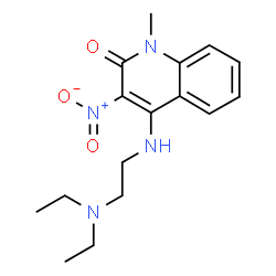 ChemSpider 2D Image | 4-(2-Diethylamino-ethylamino)-1-methyl-3-nitro-1H-quinolin-2-one | C16H22N4O3