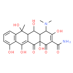 ChemSpider 2D Image | 4-(Dimethylamino)-3,5,6,10,11,12a-hexahydroxy-6-methyl-1,12-dioxo-1,4,4a,5,5a,6,12,12a-octahydro-2-tetracenecarboxamide | C22H24N2O9
