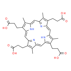 ChemSpider 2D Image | 3,3',3'',3'''-(3,8,13,17-Tetramethyl-2,7,12,18-porphyrintetrayl)tetrapropanoic acid | C36H38N4O8