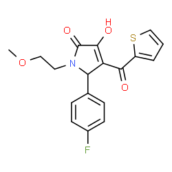 ChemSpider 2D Image | 5-(4-Fluorophenyl)-3-hydroxy-1-(2-methoxyethyl)-4-(2-thienylcarbonyl)-1,5-dihydro-2H-pyrrol-2-one | C18H16FNO4S