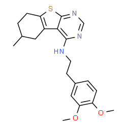 ChemSpider 2D Image | N-[2-(3,4-Dimethoxyphenyl)ethyl]-6-methyl-5,6,7,8-tetrahydro[1]benzothieno[2,3-d]pyrimidin-4-amine | C21H25N3O2S