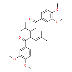 ChemSpider 2D Image | 1,5-Bis(3,4-dimethoxyphenyl)-3-isopropyl-2-(2-methyl-1-propen-1-yl)-1,5-pentanedione | C28H36O6