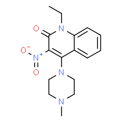 ChemSpider 2D Image | 1-Ethyl-4-(4-methyl-1-piperazinyl)-3-nitro-2(1H)-quinolinone | C16H20N4O3