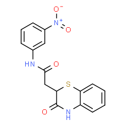 ChemSpider 2D Image | N-(3-Nitrophenyl)-2-(3-oxo-3,4-dihydro-2H-1,4-benzothiazin-2-yl)acetamide | C16H13N3O4S