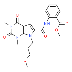 ChemSpider 2D Image | Methyl 2-({[7-(3-methoxypropyl)-1,3-dimethyl-2,4-dioxo-2,3,4,7-tetrahydro-1H-pyrrolo[2,3-d]pyrimidin-6-yl]carbonyl}amino)benzoate | C21H24N4O6