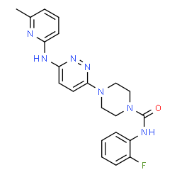 ChemSpider 2D Image | N-(2-fluorophenyl)-4-[6-[(6-methyl-2-pyridyl)amino]pyridazin-3-yl]piperazine-1-carboxamide | C21H22FN7O