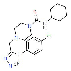 ChemSpider 2D Image | 4-{[1-(4-Chlorophenyl)-1H-tetrazol-5-yl]methyl}-N-cyclohexyl-1-piperazinecarboxamide | C19H26ClN7O