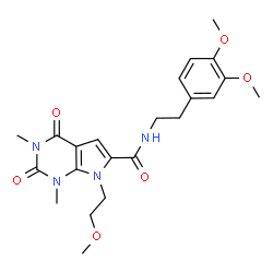 ChemSpider 2D Image | N-[2-(3,4-Dimethoxyphenyl)ethyl]-7-(2-methoxyethyl)-1,3-dimethyl-2,4-dioxo-2,3,4,7-tetrahydro-1H-pyrrolo[2,3-d]pyrimidine-6-carboxamide | C22H28N4O6