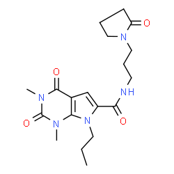 ChemSpider 2D Image | 1,3-Dimethyl-2,4-dioxo-N-[3-(2-oxo-1-pyrrolidinyl)propyl]-7-propyl-2,3,4,7-tetrahydro-1H-pyrrolo[2,3-d]pyrimidine-6-carboxamide | C19H27N5O4