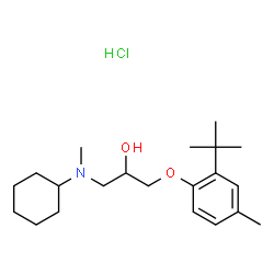 ChemSpider 2D Image | 1-[Cyclohexyl(methyl)amino]-3-[4-methyl-2-(2-methyl-2-propanyl)phenoxy]-2-propanol hydrochloride (1:1) | C21H36ClNO2