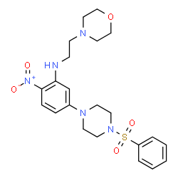 ChemSpider 2D Image | N-[2-(4-Morpholinyl)ethyl]-2-nitro-5-[4-(phenylsulfonyl)-1-piperazinyl]aniline | C22H29N5O5S