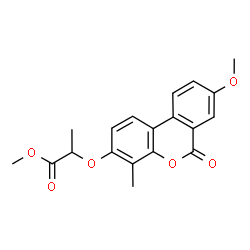 ChemSpider 2D Image | Methyl 2-[(8-methoxy-4-methyl-6-oxo-6H-benzo[c]chromen-3-yl)oxy]propanoate | C19H18O6