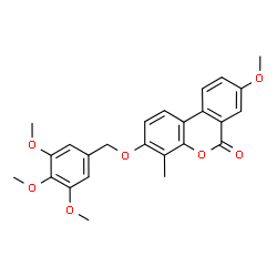 ChemSpider 2D Image | 8-Methoxy-4-methyl-3-[(3,4,5-trimethoxybenzyl)oxy]-6H-benzo[c]chromen-6-one | C25H24O7