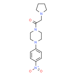 ChemSpider 2D Image | 1-[4-(4-Nitrophenyl)-1-piperazinyl]-2-(1-pyrrolidinyl)ethanone | C16H22N4O3