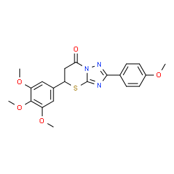 ChemSpider 2D Image | 2-(4-Methoxyphenyl)-5-(3,4,5-trimethoxyphenyl)-5,6-dihydro-7H-[1,2,4]triazolo[5,1-b][1,3]thiazin-7-one | C21H21N3O5S