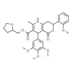 ChemSpider 2D Image | Tetrahydro-2-furanylmethyl 7-(2-methoxyphenyl)-2-methyl-5-oxo-4-(3,4,5-trimethoxyphenyl)-1,4,5,6,7,8-hexahydro-3-quinolinecarboxylate | C32H37NO8