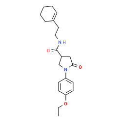 ChemSpider 2D Image | N-[2-(1-Cyclohexen-1-yl)ethyl]-1-(4-ethoxyphenyl)-5-oxo-3-pyrrolidinecarboxamide | C21H28N2O3