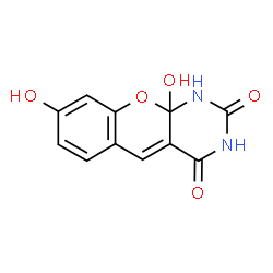 ChemSpider 2D Image | 8,10a-Dihydroxy-1,10a-dihydro-2H-chromeno[2,3-d]pyrimidine-2,4(3H)-dione | C11H8N2O5