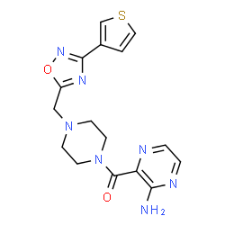 ChemSpider 2D Image | (3-aminopyrazin-2-yl)-[4-[[3-(3-thienyl)-1,2,4-oxadiazol-5-yl]methyl]piperazin-1-yl]methanone | C16H17N7O2S