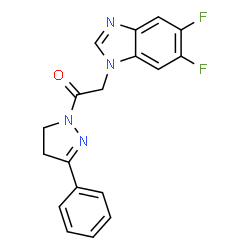 ChemSpider 2D Image | 2-(5,6-Difluoro-1H-benzimidazol-1-yl)-1-(3-phenyl-4,5-dihydro-1H-pyrazol-1-yl)ethanone | C18H14F2N4O