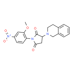 ChemSpider 2D Image | 3-(3,4-dihydro-1H-isoquinolin-2-yl)-1-(2-methoxy-4-nitrophenyl)pyrrolidine-2,5-dione | C20H19N3O5