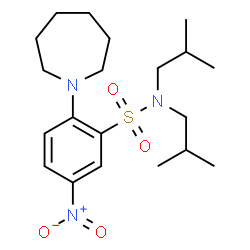 ChemSpider 2D Image | 2-(1-Azepanyl)-N,N-diisobutyl-5-nitrobenzenesulfonamide | C20H33N3O4S