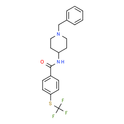 ChemSpider 2D Image | N-(1-Benzyl-4-piperidinyl)-4-[(trifluoromethyl)sulfanyl]benzamide | C20H21F3N2OS