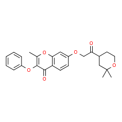 ChemSpider 2D Image | 7-[2-(2,2-Dimethyltetrahydro-2H-pyran-4-yl)-2-oxoethoxy]-2-methyl-3-phenoxy-4H-chromen-4-one | C25H26O6