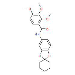 ChemSpider 2D Image | 2,3,4-Trimethoxy-N-(spiro[1,3-benzodioxole-2,1'-cyclohexan]-5-yl)benzamide | C22H25NO6