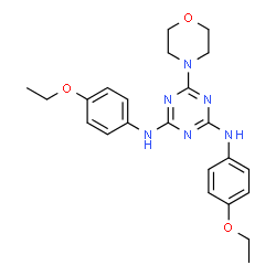 ChemSpider 2D Image | N,N'-Bis(4-ethoxyphenyl)-6-(4-morpholinyl)-1,3,5-triazine-2,4-diamine | C23H28N6O3