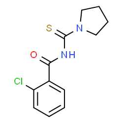 ChemSpider 2D Image | 2-Chloro-N-(pyrrolidin-1-ylcarbothioyl)benzamide | C12H13ClN2OS
