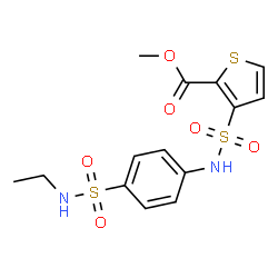 ChemSpider 2D Image | Methyl 3-{[4-(ethylsulfamoyl)phenyl]sulfamoyl}-2-thiophenecarboxylate | C14H16N2O6S3